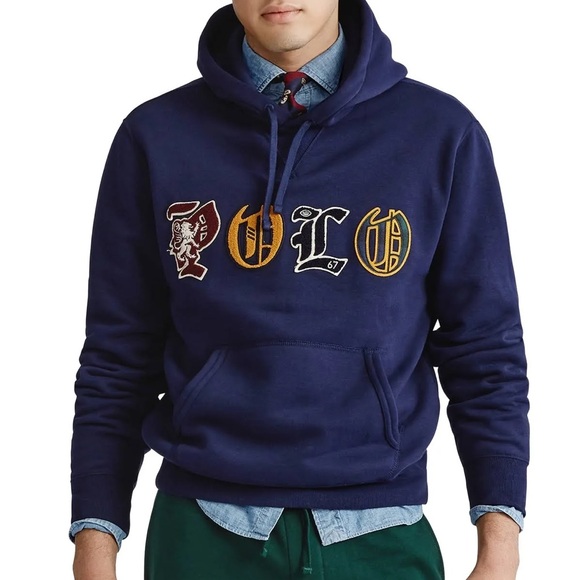 Polo Ralph Lauren men's graffiti “Polo” logo pull over fleece